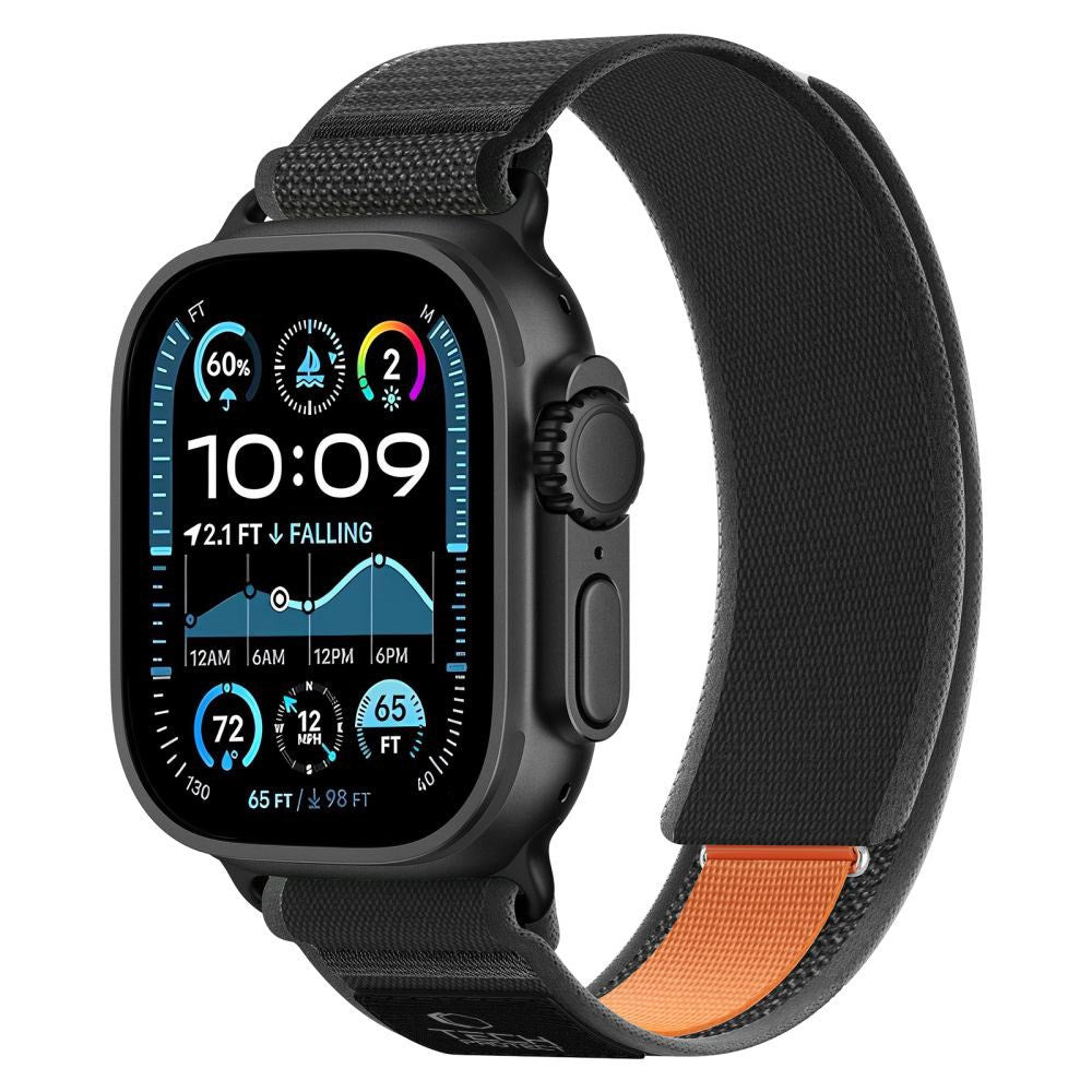 Apple Watch (44/SE/45/46/49Mm) Tech-Protect Nylon Elite Armband - Svart / Orange