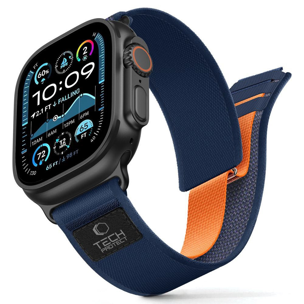 Apple Watch (44/SE/45/46/49Mm) Tech-Protect Nylon Elite Armband - Blå / Orange