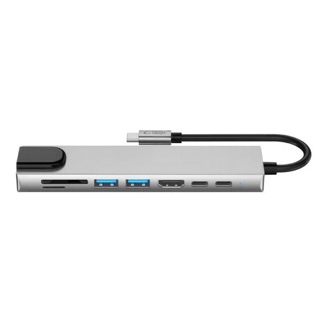 8-i-1 USB-C Multiport Adapter m. 1 X SD-Kortläsare 1 X TF-Kortläsare 2 X USB-A 1 X HDMI 2 X USB-C 1 X RJ45 Tech-Protect - Grå