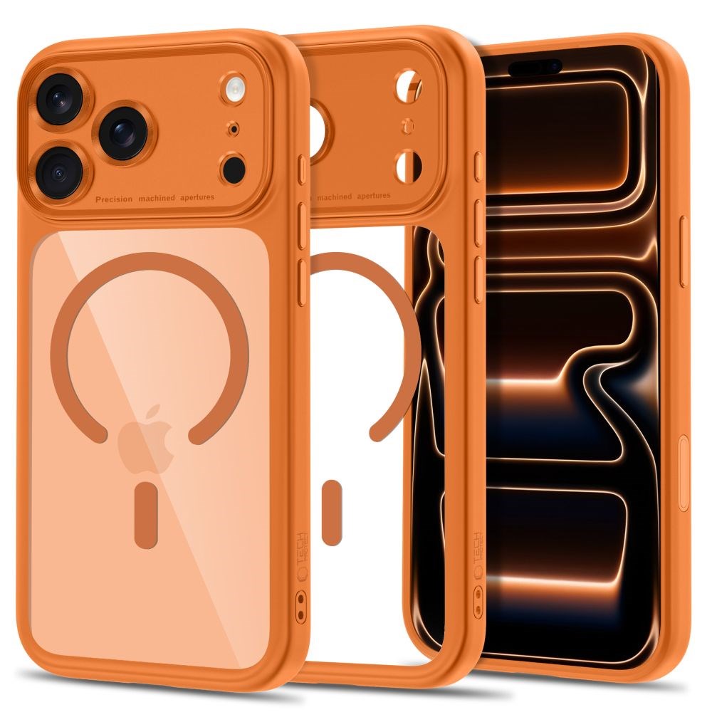 iPhone 18 Pro / 17 Pro Tech-Protect MagPeak Skal - MagSafe Kompatibel - Orange / Transparent