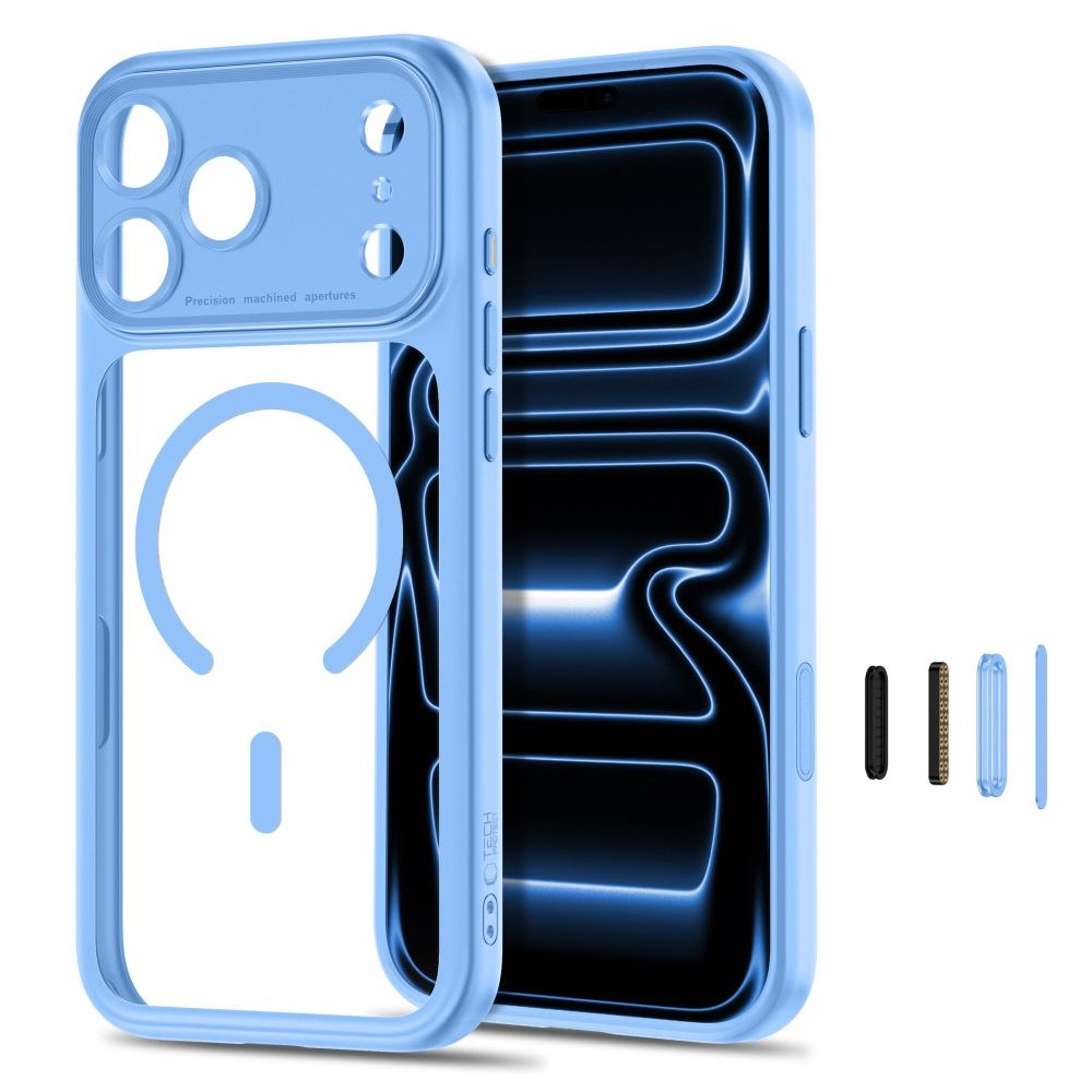 iPhone 18 Pro / 17 Pro Tech-Protect MagPeak Skal - MagSafe Kompatibel - Ljusblå / Transparent