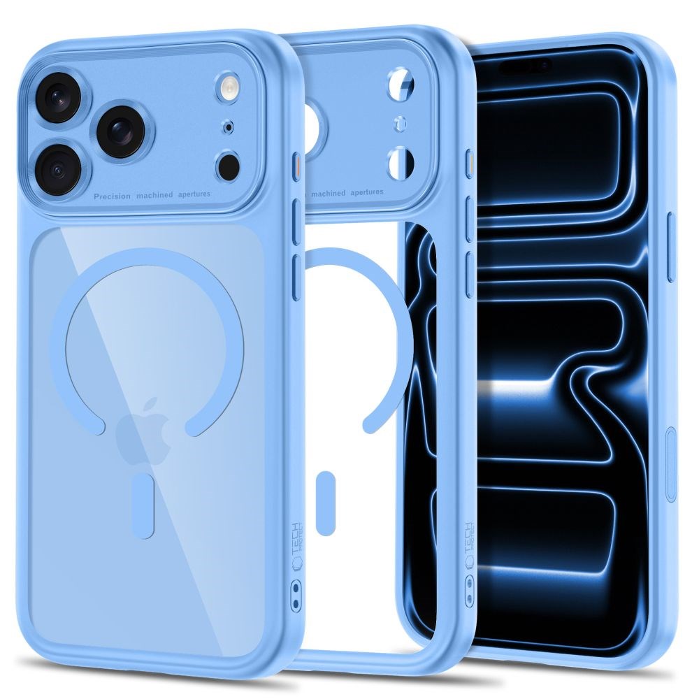 iPhone 18 Pro / 17 Pro Tech-Protect MagPeak Skal - MagSafe Kompatibel - Ljusblå / Transparent