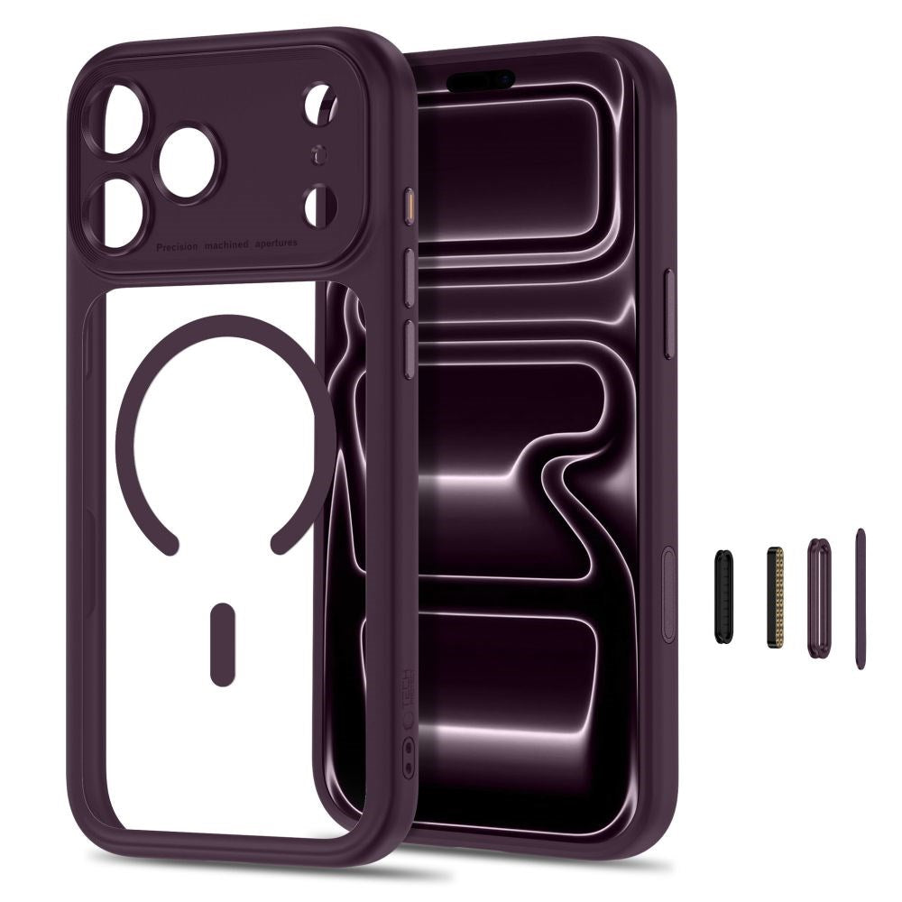 iPhone 18 Pro / 17 Pro Tech-Protect MagPeak Skal - MagSafe Kompatibel - Röd / Transparent