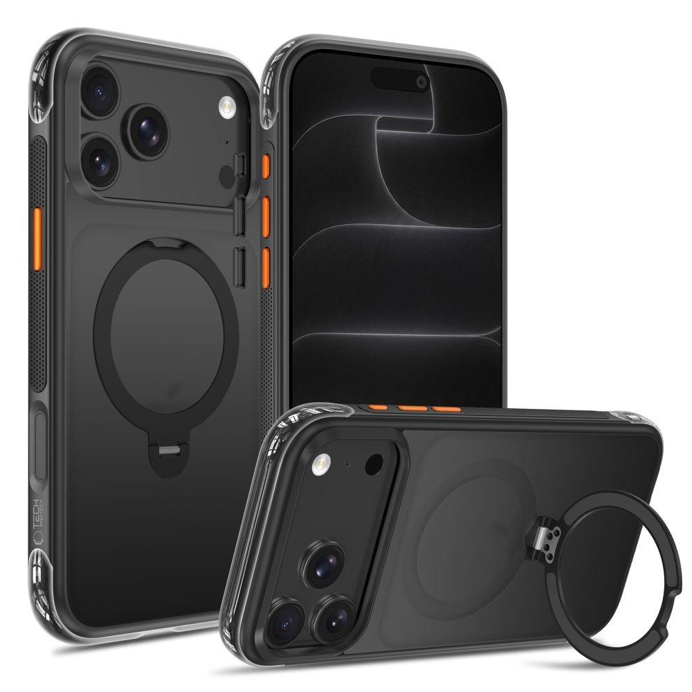 iPhone 18 Pro Max / 17 Pro Max Tech-Protect MagAir Skal m. Kickstand - MagSafe Kompatibel - Matt Svart