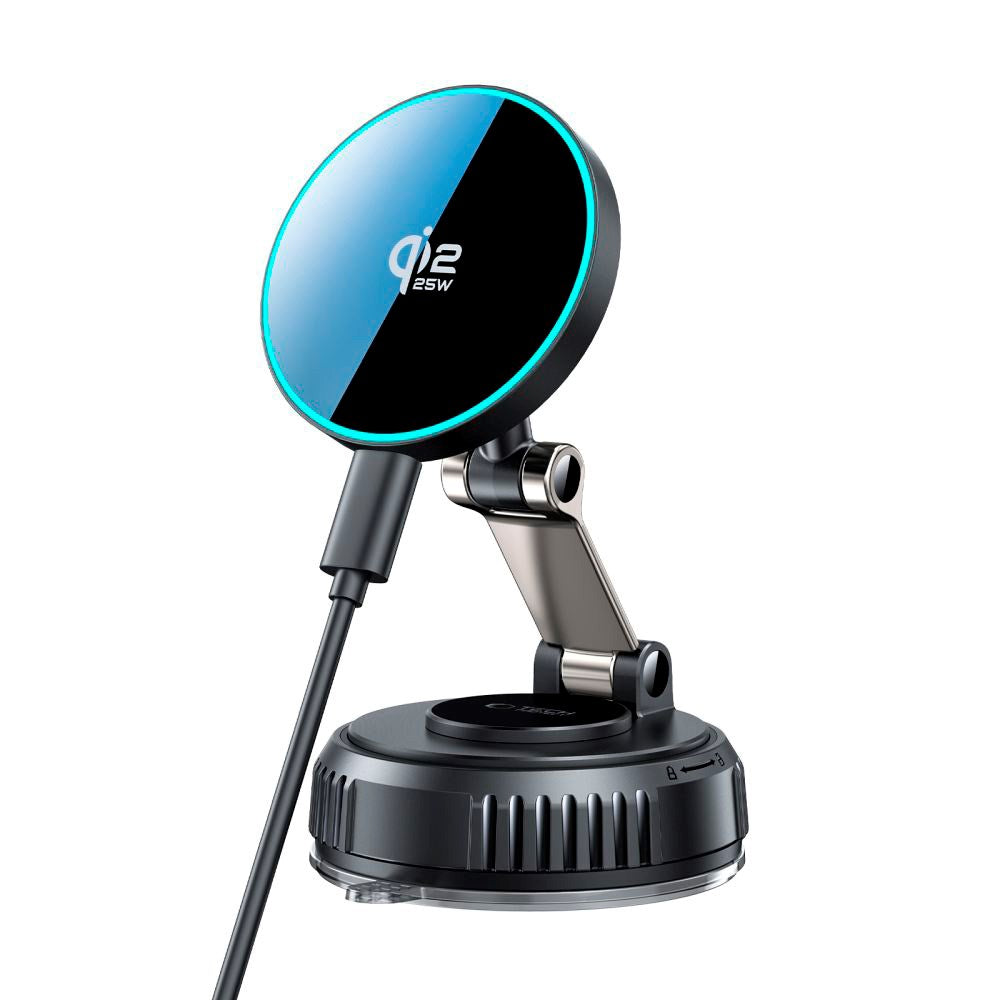 Tech-Protect Magnetisk Bilhållare m. 25W Trådlös Laddning – Instrumentbräda – MagSafe Kompatibel – Svart