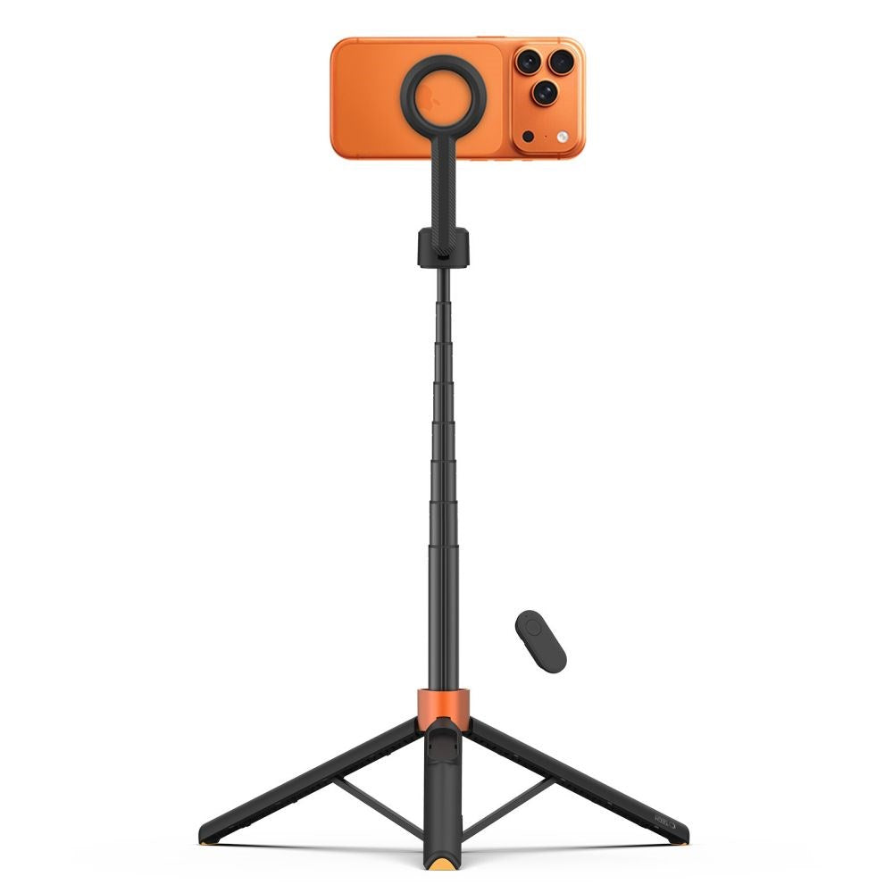 Tech-Protect L10S Bluetooth Tripod Selfie Stick – MagSafe Kompatibel – Svart / Orange