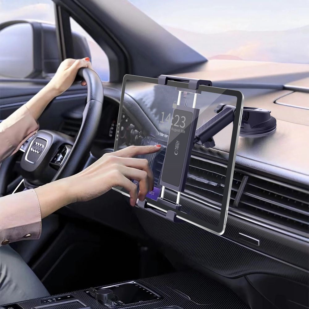 Tech-Protect V4 – Innovativ Bilhållare för Tablet – 360° Rotation & Teleskoparm - Svart