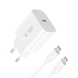 Tech-Protect 20W Väggladdare m. 1 x USB-C Kabel – Vit