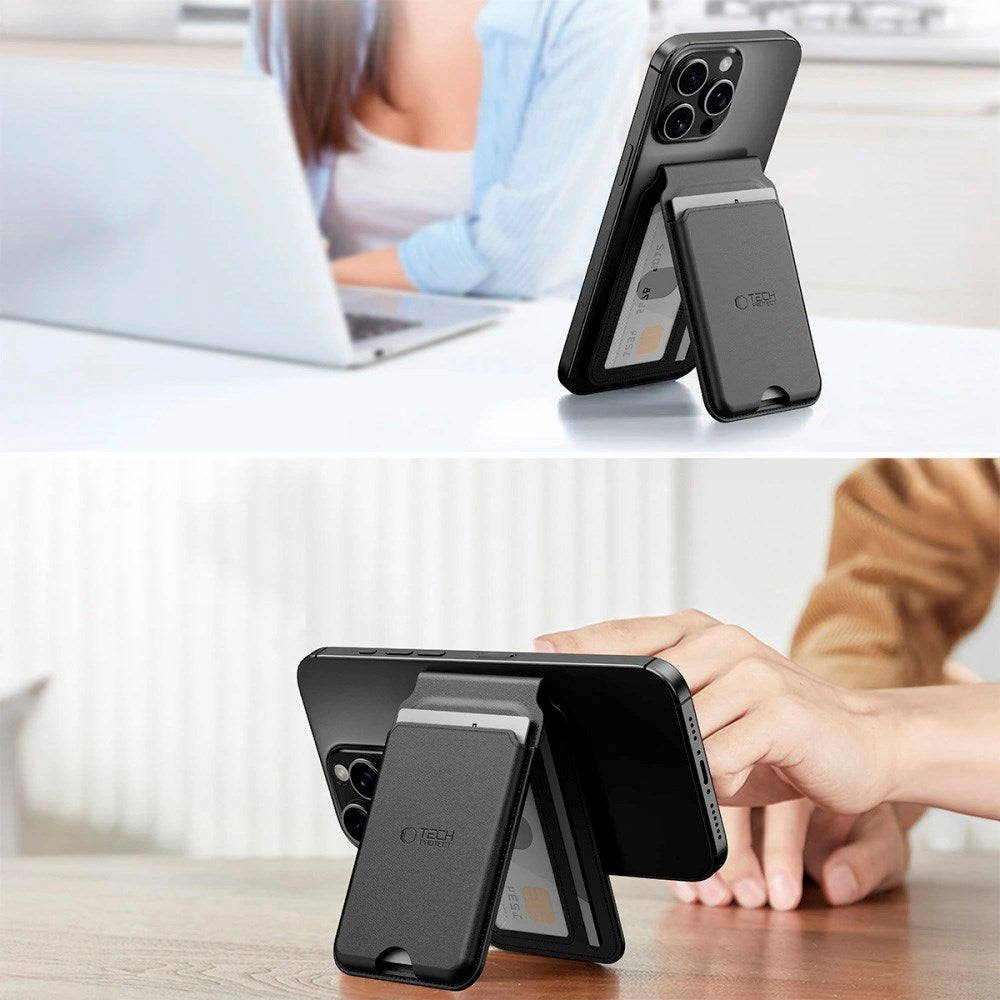 Tech-Protect MagWallet Stand Kortfodral - MagSafe Kompatibel - Svart
