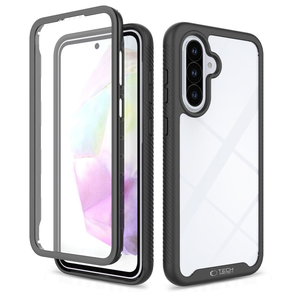 Samsung Galaxy A27 / A37 / A36 / A56 Tech-Protect Defense Skal med Skärmskydd -  Genomskinlig / Svart