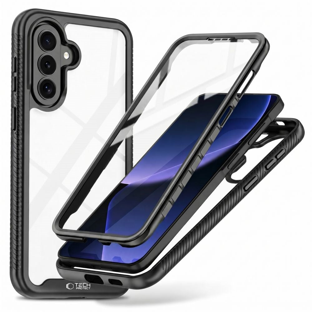 Samsung Galaxy A27 / A37 / A36 / A56 Tech-Protect Defense Skal med Skärmskydd -  Genomskinlig / Svart