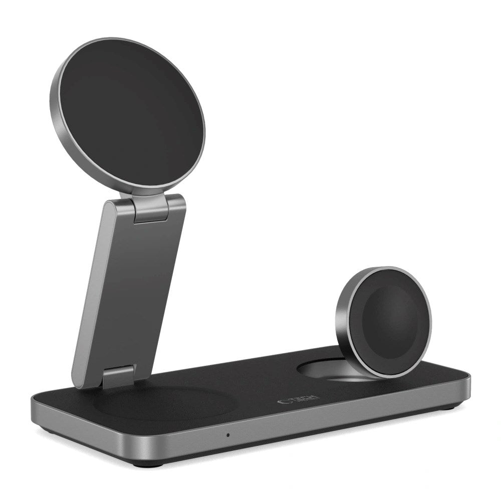 Tech-Protect 3-i-1 Magnetisk Trådlös Laddare - MagSafe Kompatibel - 15W - Svart
