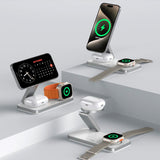 Tech-Protect 3-i-1 Magnetisk Trådlös Laddare - MagSafe Kompatibel - 15W - Vit