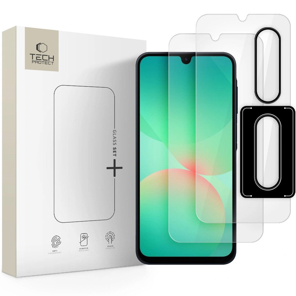 Samsung Galaxy A26 (5G) Tech-Protect Glass Set+ Skyddssats m. Härdat Skärmskyddsglas & Härdat Kameralinsskyddsglas - 3 st - Genomskinlig