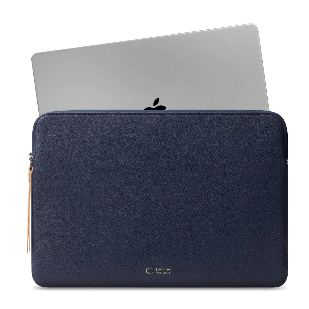 Tech-Protect MacBook / Laptop 15-16" Konstläder Sleeve med Fodrad Insida - Navy Blue