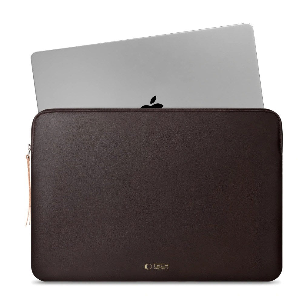 Tech-Protect MacBook / Laptop 15-16" Konstläder Sleeve med Fodrad Insida - Chocolate