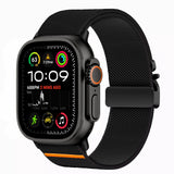 Apple Watch (42 / 44 / SE / 45 / 46 / 49mm) Tech-Protect Nylon Rem m. Metallås - Svart