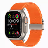 Apple Watch (42 / 44 / SE / 45 / 46 / 49mm) Tech-Protect Nylon Rem m. Metallås - Orange