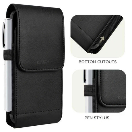 Tech-Protect Universal Konstläder Mobil Etui - Mått (16.5 x 9.1 x 2.4 cm) - Svart