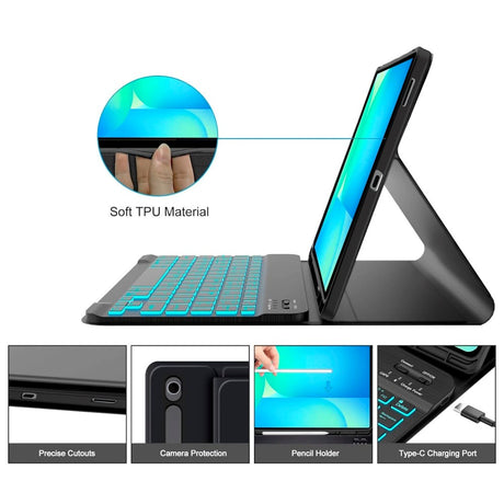 Samsung Galaxy Tab S10 FE+ (Plus) Tech-Protect Fodral med Engelsk Tangentbord - Svart