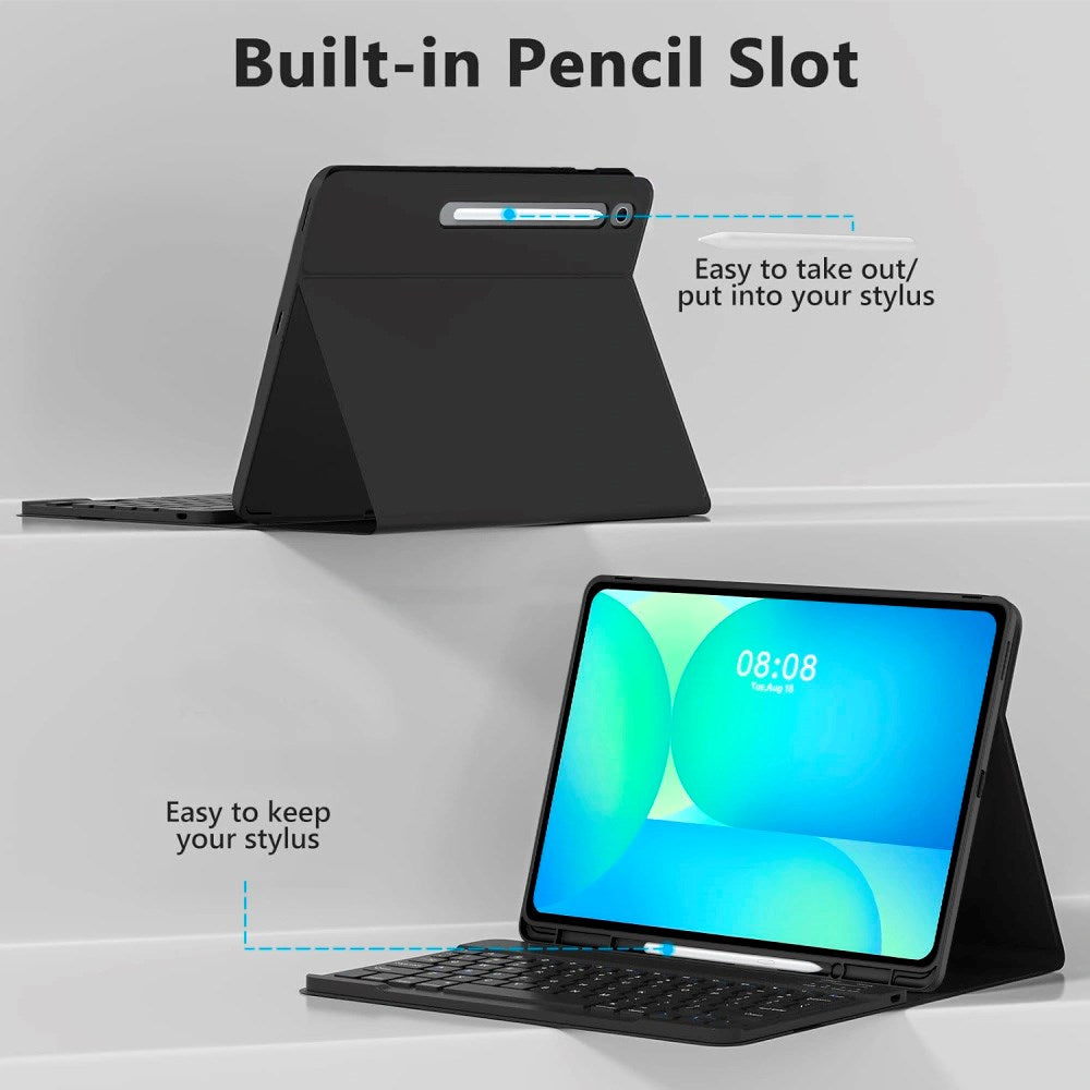 Samsung Galaxy Tab S10 FE+ (Plus) Tech-Protect Fodral med Engelsk Tangentbord - Svart