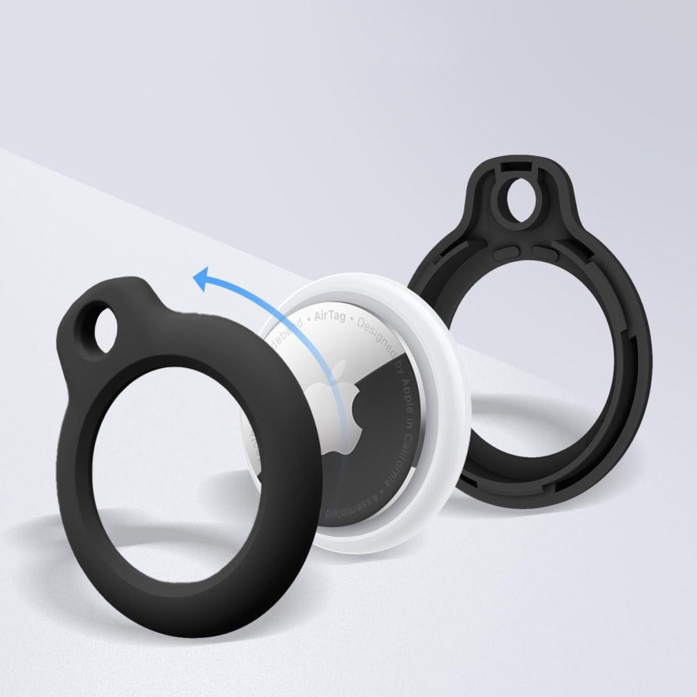 Apple AirTag 1. & 2. Gen. Tech-Protect Rough Plast Skal m. Karabinhake - 4 st - Svart