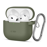 Tech-Protect Apple AirPods 4 Silikon Fodral med Karbinhake - Grön