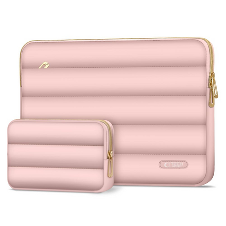 Tech-Protect Puffy MacBook / Laptop 15-16" Sleeve m. Liten Väska - Rosa