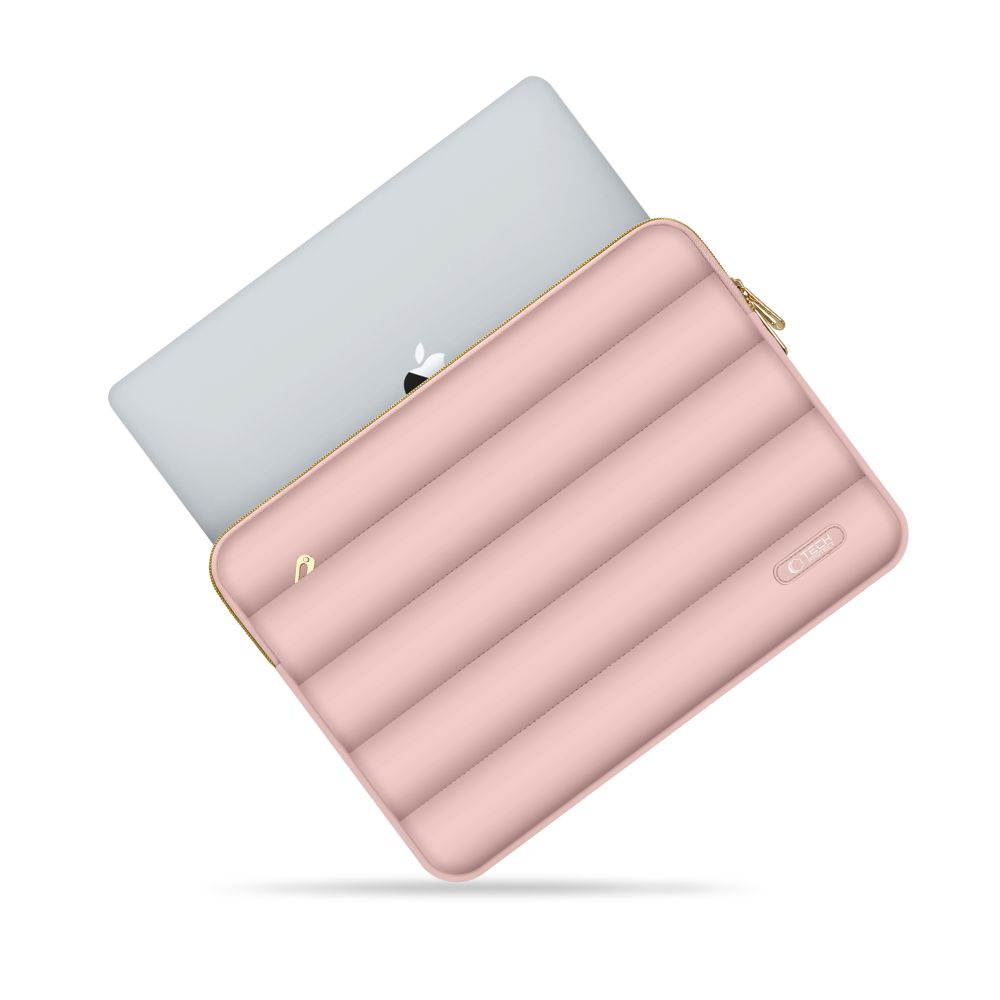 Tech-Protect Puffy MacBook / Laptop 15-16" Sleeve m. Liten Väska - Rosa