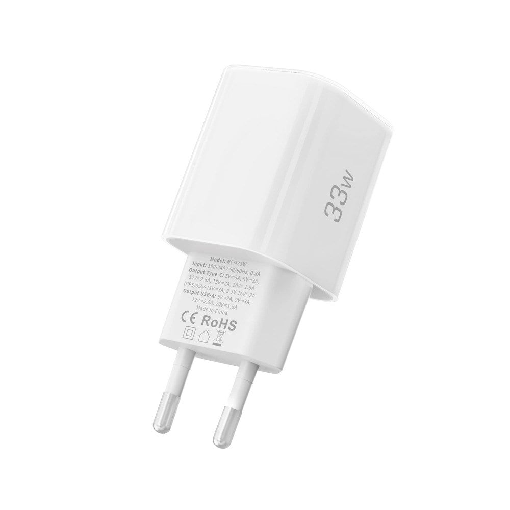 Tech-Protect 33W Väggladdare m. 1x USB-A & 1x USB-C - Vit