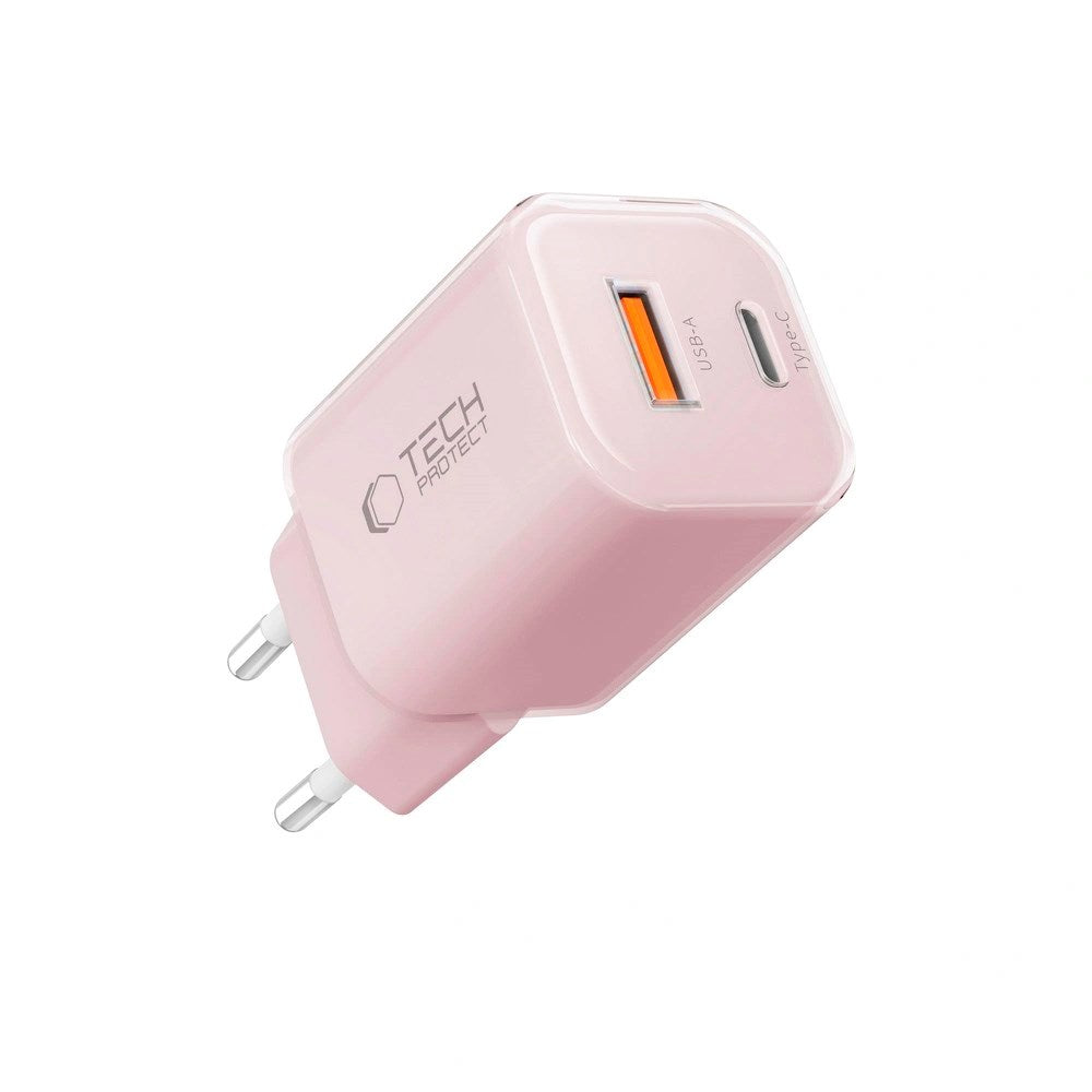 Tech-Protect 33W Väggladdare m. 1x USB-A & 1x USB-C - Rosa