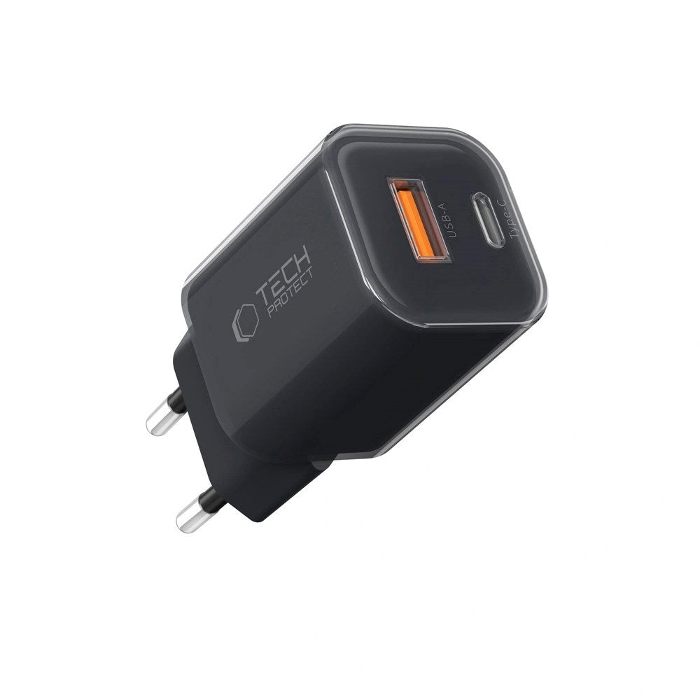 Tech-Protect 33W Väggladdare m. 1x USB-A & 1x USB-C - Svart