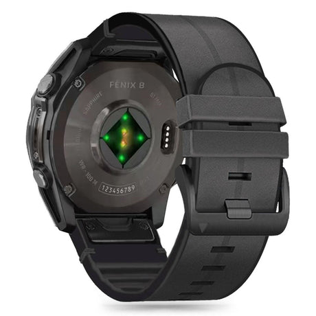 Universal Garmin 26 mm QuickFit-rem Tech-Protect Könst Läderbelagd Silikonrem - Svart