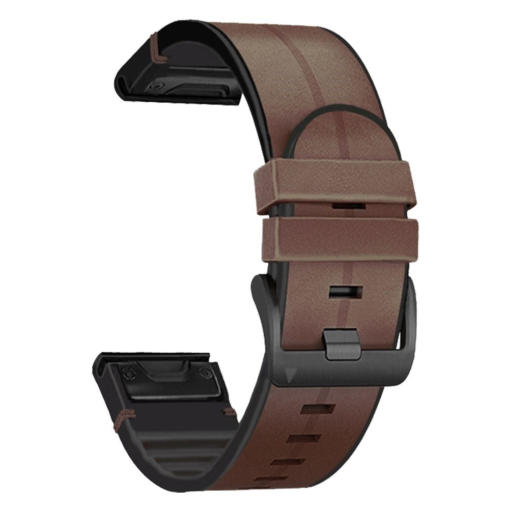 Universal Garmin 26 mm QuickFit-rem Tech-Protect Könst Läderbelagd Silikonrem - Brun