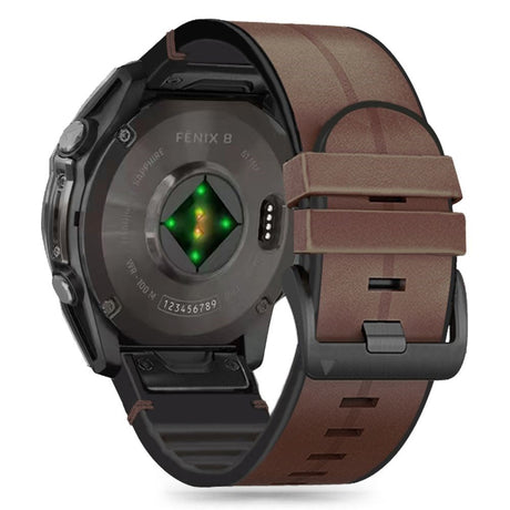 Universal Garmin 26 mm QuickFit-rem Tech-Protect Könst Läderbelagd Silikonrem - Brun