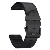 Universal Garmin 22 mm QuickFit-rem Tech-Protect Könst Läderbelagd Silikonrem - Svart