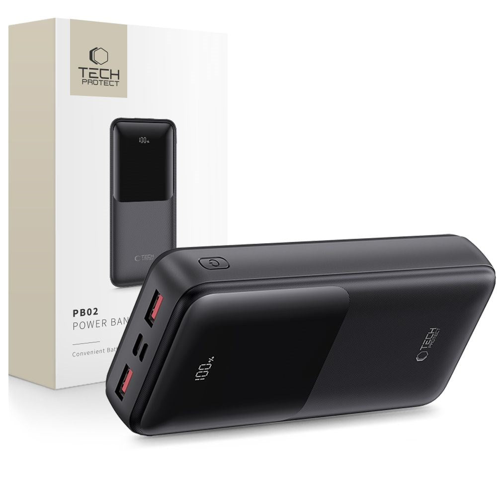 Tech-Protect Powerbank 20000mAh – Snabbladdning med 22.5W - Svart