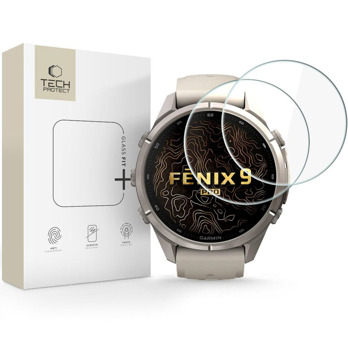 Garmin Fenix 9 Pro (43mm) Tech-Protect Glass Fit+ Skärmskyddsglas - 2 st - Transparent