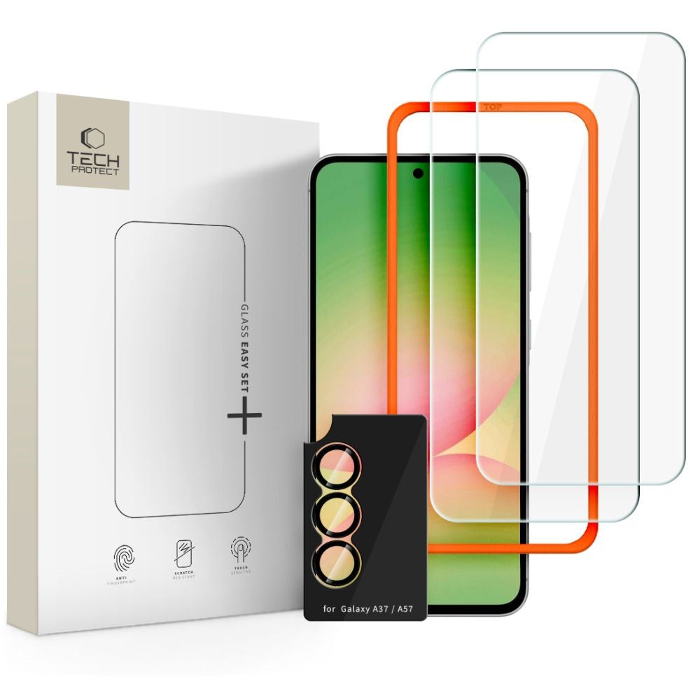 Samsung Galaxy A57 Tech-Protect Easy Set+ Skyddsset m. Skärmskyddsglas & Kameralinsskyddsglas - Genomskinlig