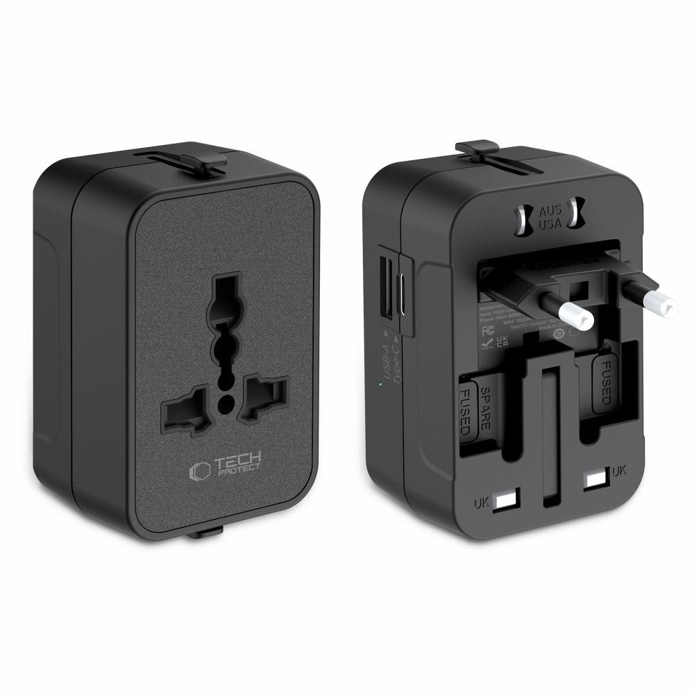 Tech-Protect TA300 Reseadapter - EU / UK / US / AU - Svart