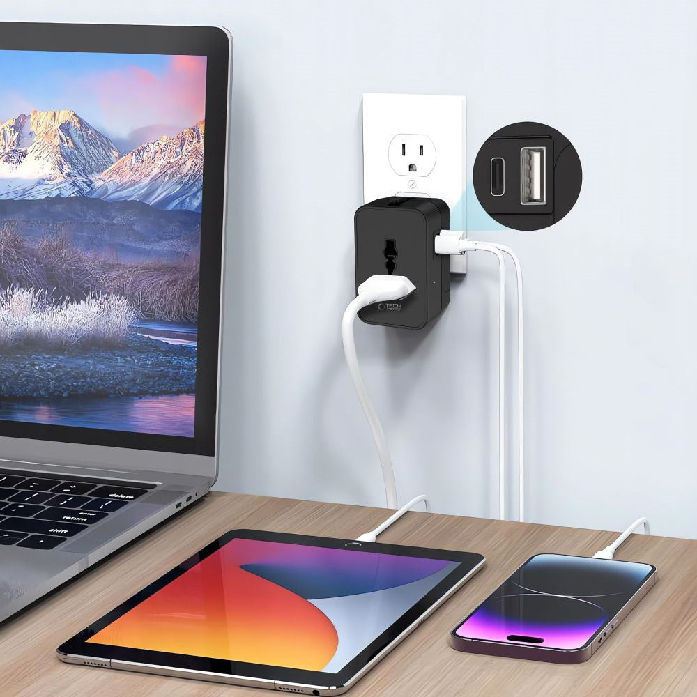 Tech-Protect TA300 Reseadapter - EU / UK / US / AU - Svart