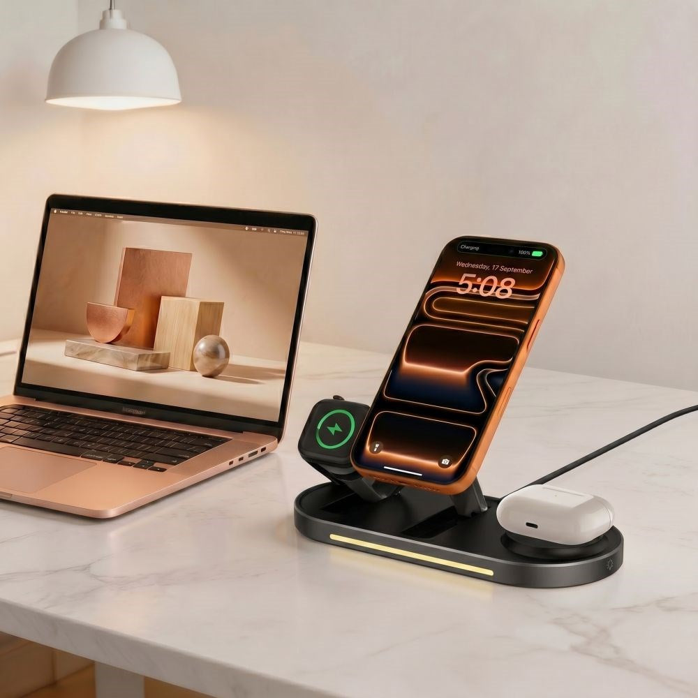 Tech-Protect A51 ARCTICBOOST 3-i-1 Trådlös Laddare 25W - MagSafe / Qi2 Kompatibel - Svart