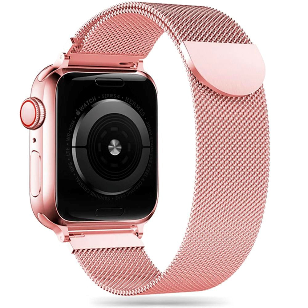 Apple Watch (42/44/SE/45/46/49mm) Tech-Protect Milanese Band Rem Rostfritt Stål - Rosa