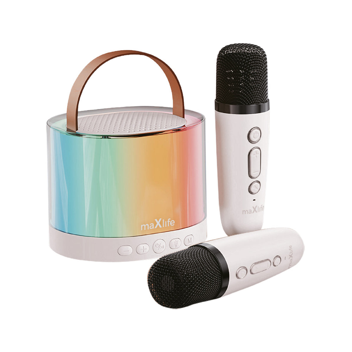 Maxlife Bluetooth Karaoke Set m. Högtalare & 2x Mikrofoner - Vit