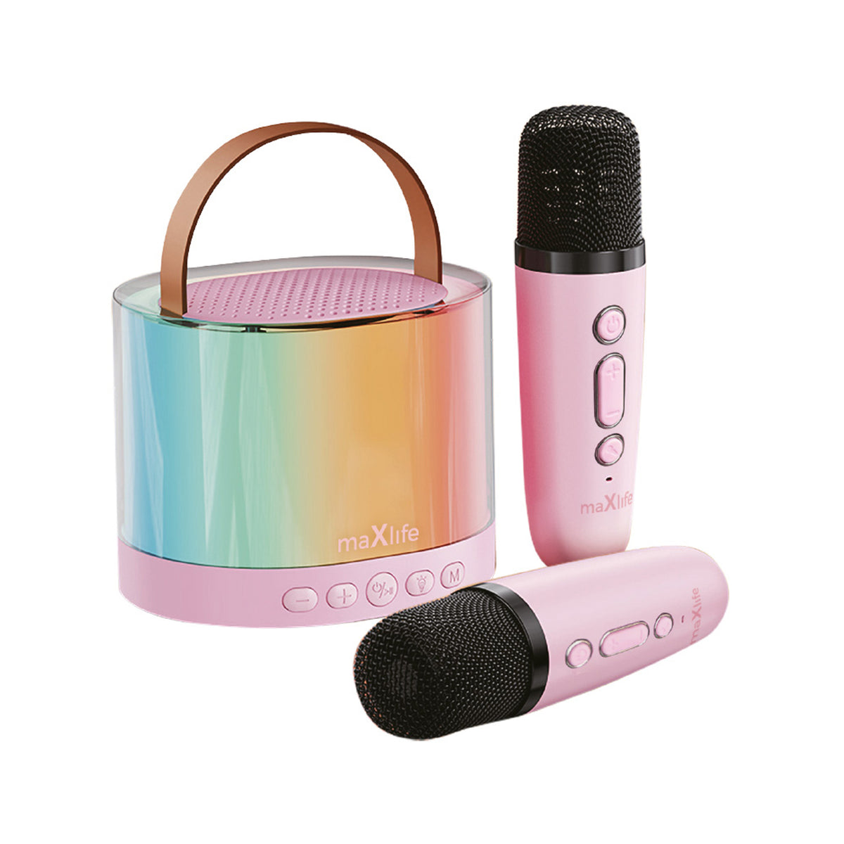 Maxlife Bluetooth Karaoke Set m. Högtalare & 2x Mikrofoner - Rosa