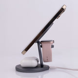 Forever 15W MAWC-200 3-i-1 Trådlös Laddare med USB-C - MagSafe Kompatibel - Grå