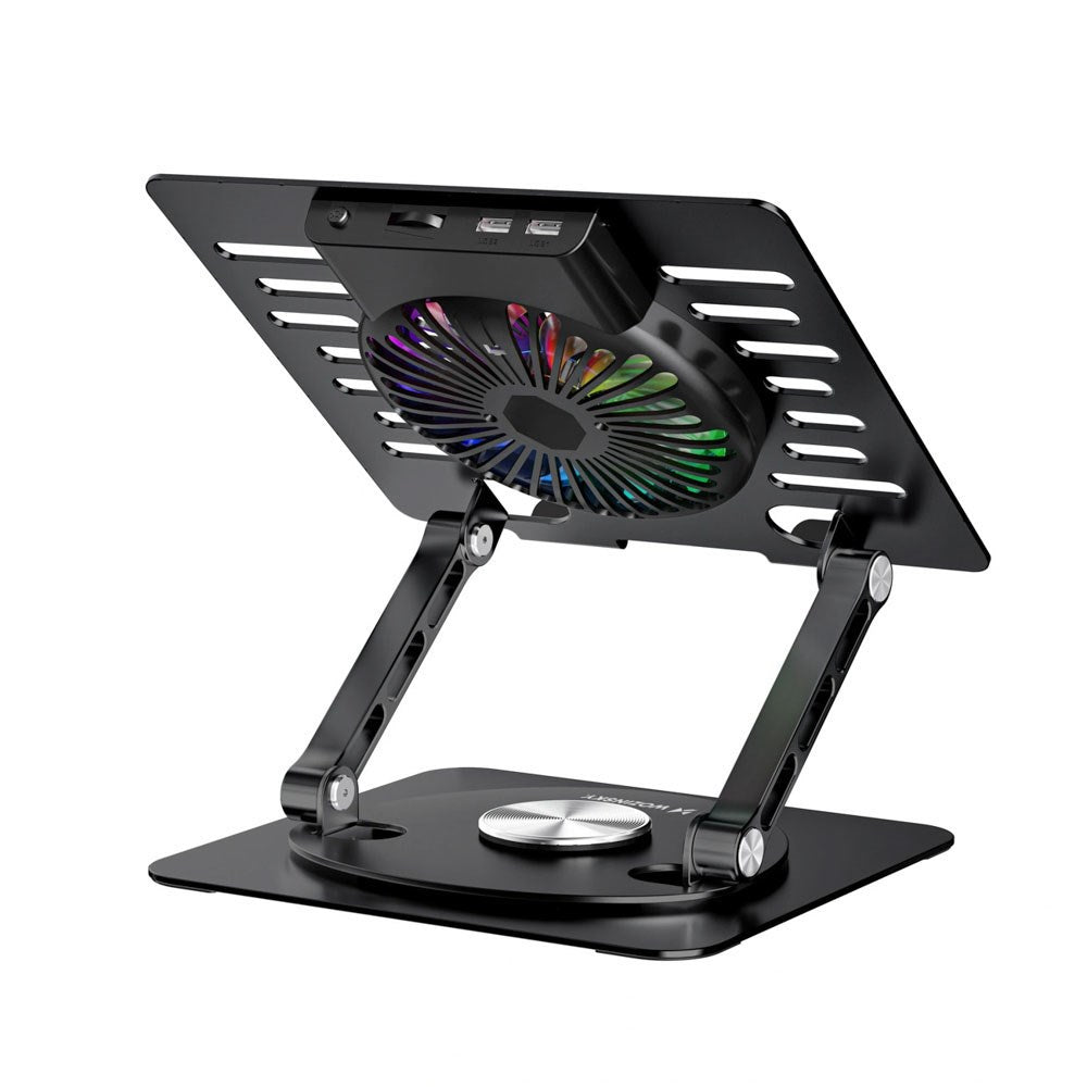 Wozinsky CoolBase Laptop- / Surfplatteställ med RGB-Belysning & Kylning - Svart