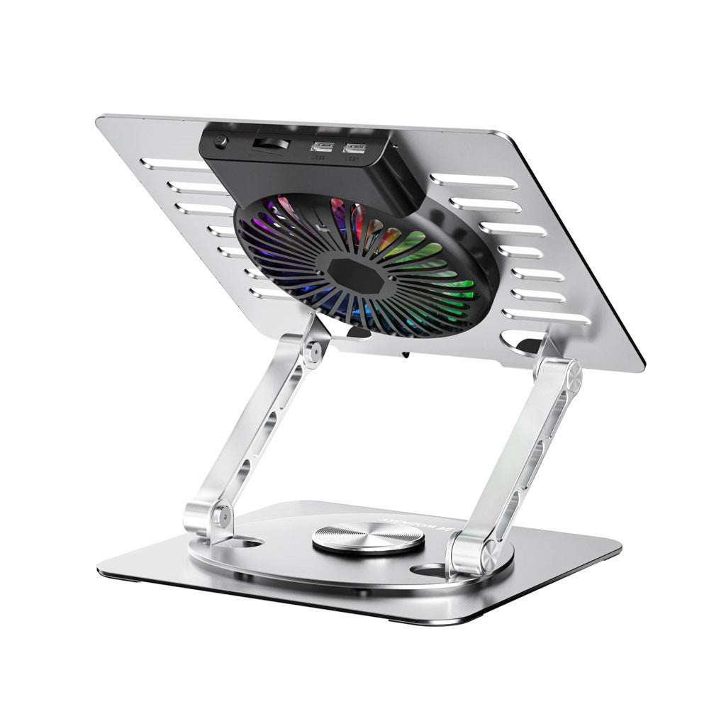 Wozinsky CoolBase Laptop- / Surfplatteställ med RGB-Belysning & Kylning - Grå