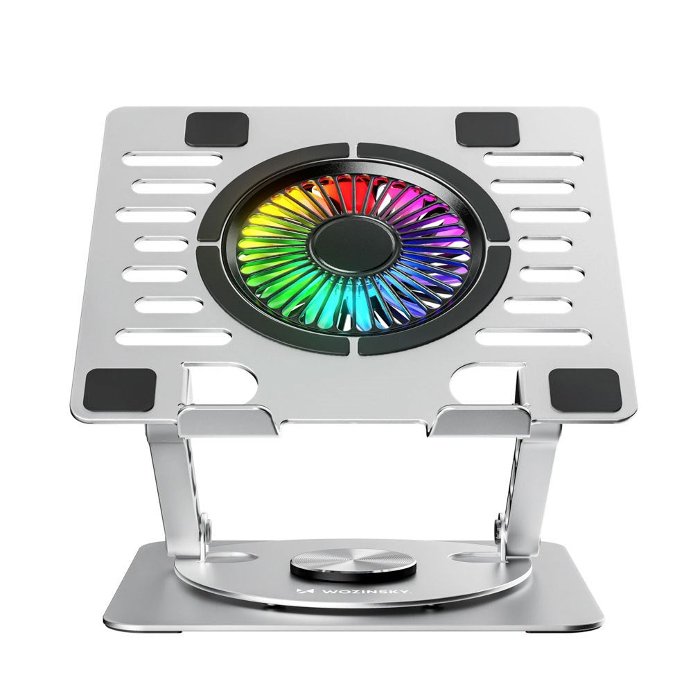 Wozinsky CoolBase Laptop- / Surfplatteställ med RGB-Belysning & Kylning - Grå