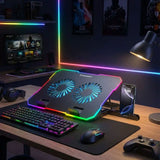 Wozinsky NitroCool Datorstativ med RGB-Belysning & Kylning - Svart